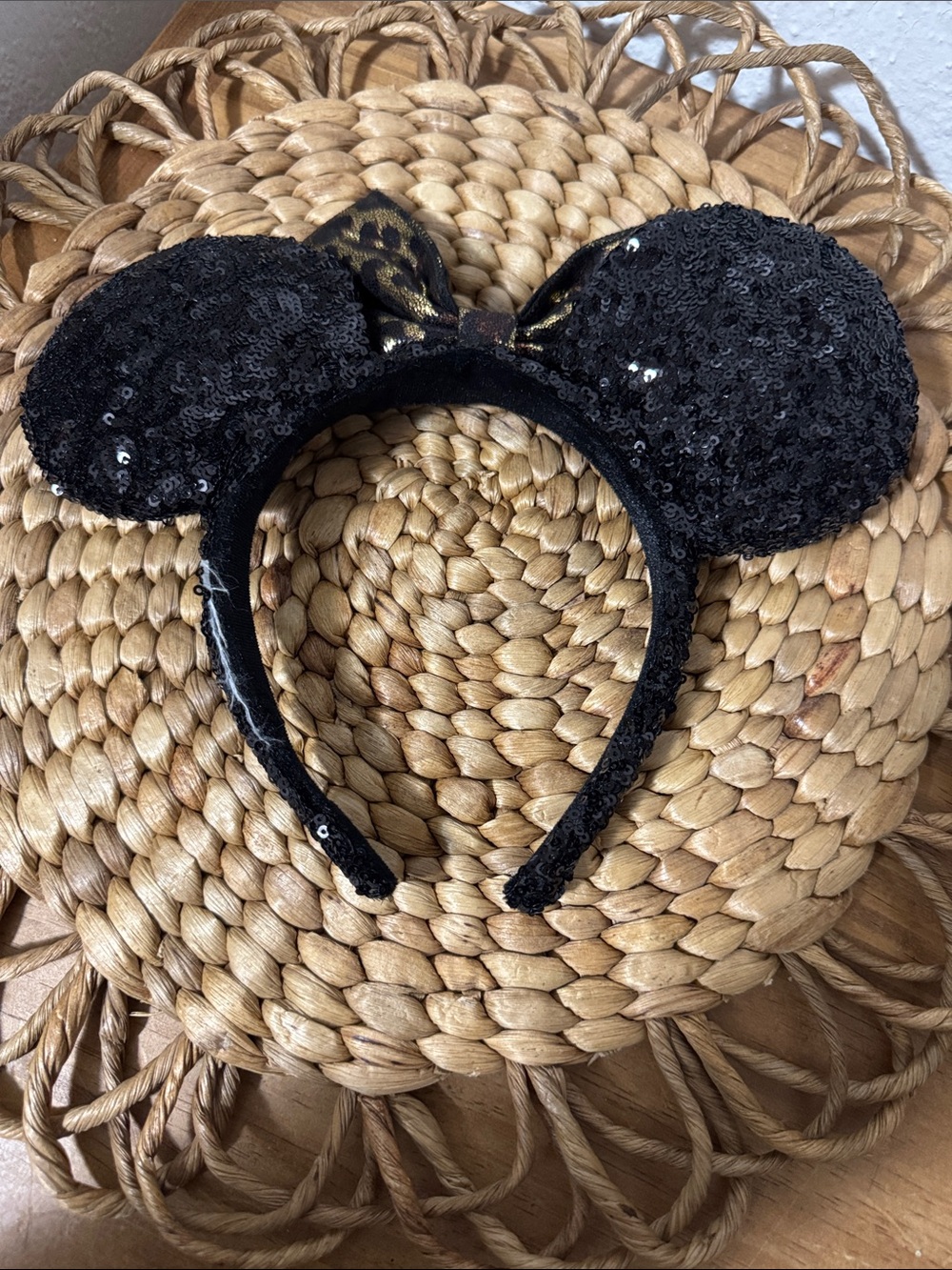 Disney Mouse Ears Sequence Black/ Leopard Headband - Disneyland Parks - Picture 2 of 2